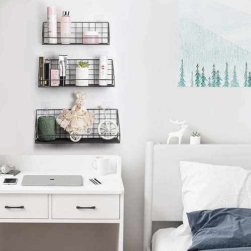 Miniatura 6 de ROFAY Juego de 3 estantes flotantes, estantes de almacenamiento montados en la pared para dormitorio, sala de estar, baño, cocina, oficina y más,