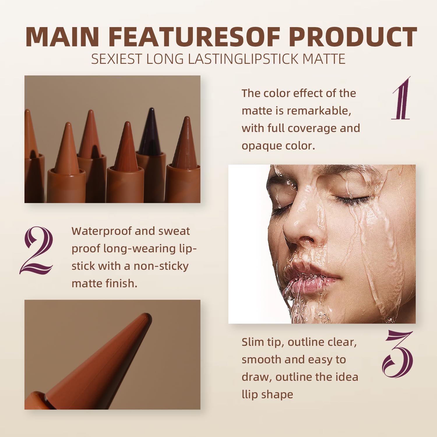 Matte Brown Lip Liner Pencil - Image 4