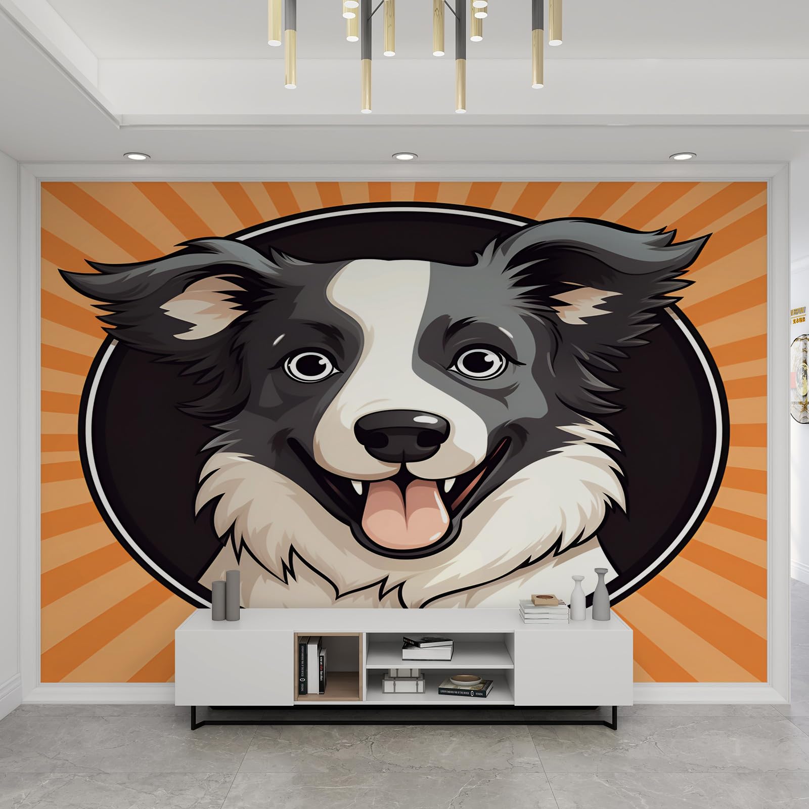 Papier peint mural chiot mignon pour décorer une chambre d'enfant de garçon