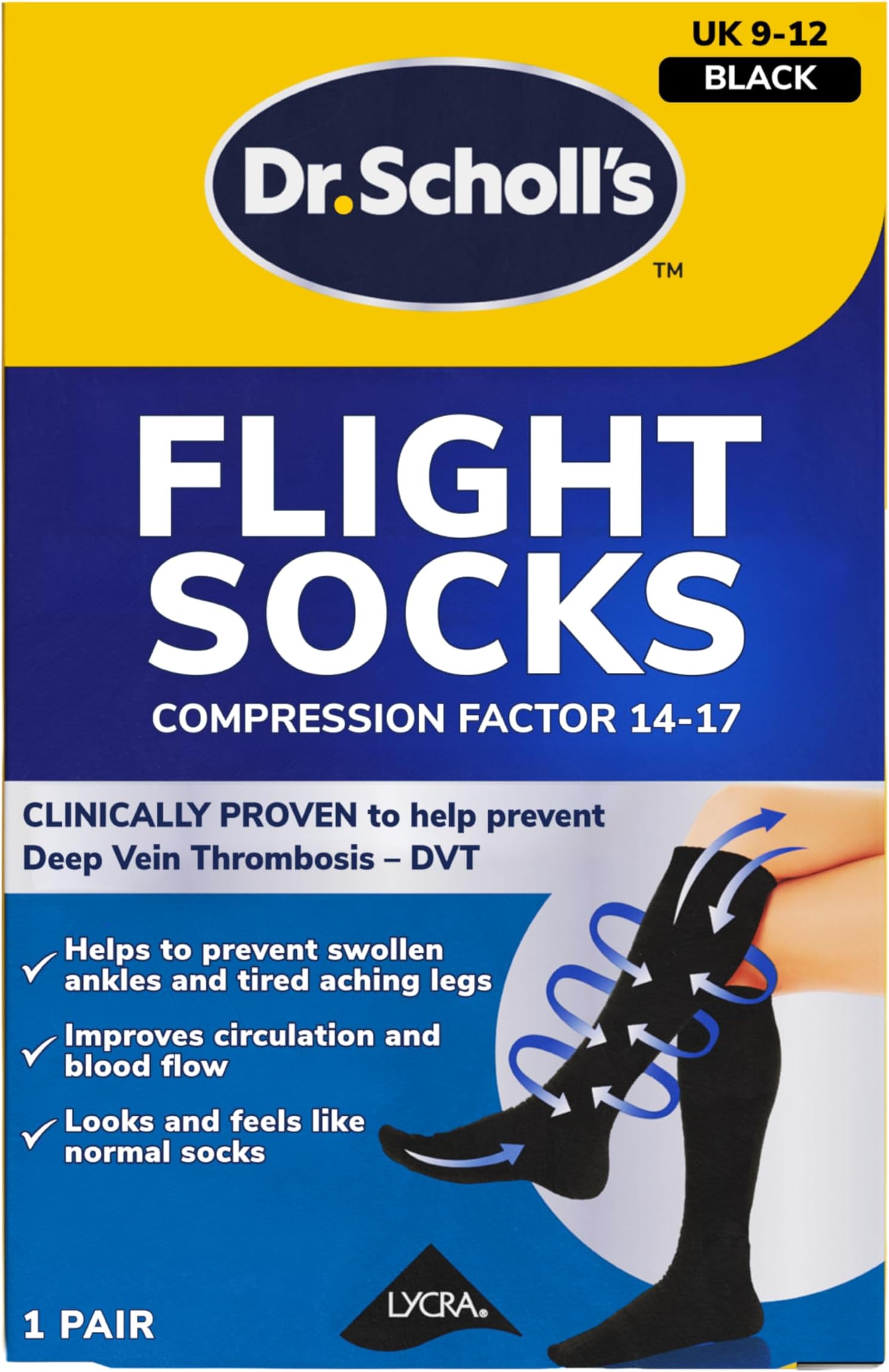 Flight Socks - Clinically Proven Compression Socks for Flight Travel - Help Prevent Swollen Ankles and Deep Vein Thrombosis