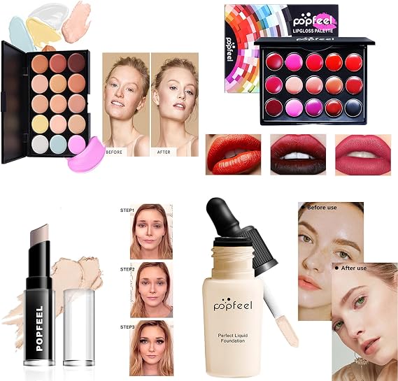 All in One Makeup Kit, Makeup Kit for Women Full Kit, Make Up Gift Set for Women, Makeup Essential Bundle Includes Foundation Eyeshadow Palette Concealer Lipstick Eyeliner Mascara Cosmetic Brush Set