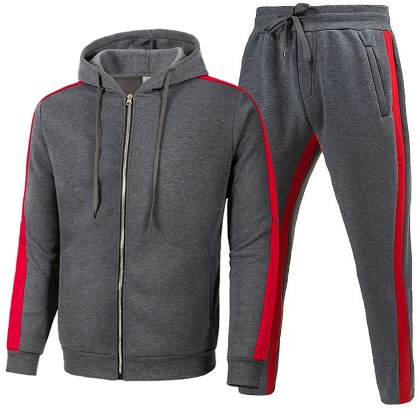 Trainingsanzug Herren – Jogginganzug Aus Baumwolle/Polyester, Mit Kapuze, Reißverschluss Und Taschen, Bequem