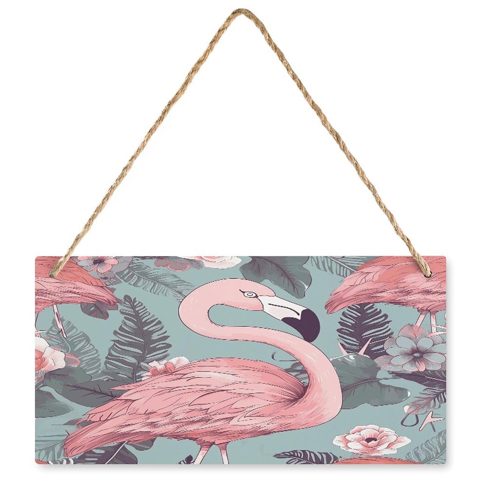 Fodpand Style Flamingo2 Wall Art Wooden Hanging Sign Decor, Artwork For Wall Decoration, Funny Plaque For Bedroom Kitchen Living Room Home Decoration 9.8 X 4.9 Inch