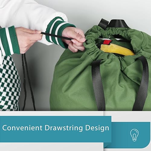 Miniatura 4 de LOLOMLO Bolsas de lona extragrandes para lavandería con asas y cierre de cordón, resistentes a desgarros, bolsas de viaje para almacenamiento, 25.5