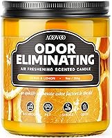 AOOVOO Citrus Lemon Odor Eliminating Soy Candle - Kills 95% Pet Smoke Food Smells Fast, Non-Toxic 9oz Jar, 50 Hour Burn
