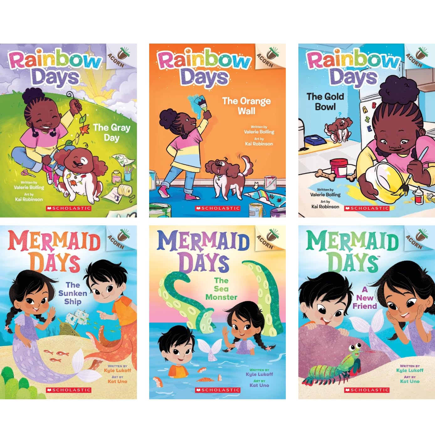 Rainbow Days & Mermaid Days (An Acorn Book Set): Gray Days; Gold Bowl; Orange Wall; Sunken Ship; Sea Monster; New Friend      Paperback – January 1, 2024