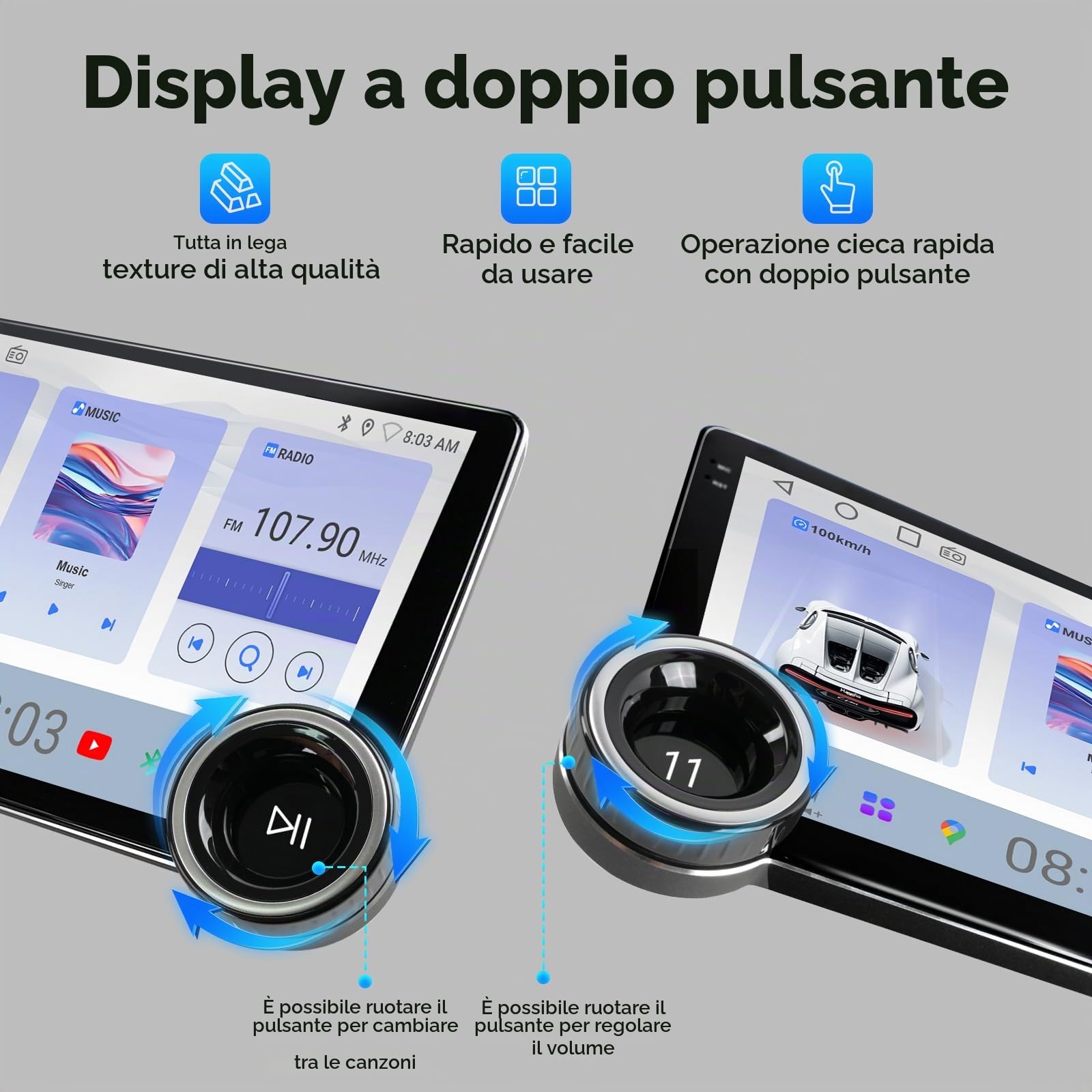 Haudio Autoradio 10.1 Pollici 2 DIN con Wireless Apple CarPlay & Android Auto, Telecamera Di retromarcia HD, Mirroring dello Schermo, Bluetooth, WiFi, Assistente Vocale, Radio AM/FM/RDS 2G+64GB