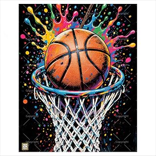 Sceorixa Basketball Paint by Numbers Kit for Adults - DIY Splash Dunk Hoop Painting on Canvas 16x20 inch, Acrylic Paint Set, Suitable for Beginners, Art for Home Decoration or Gifts, Unframed
