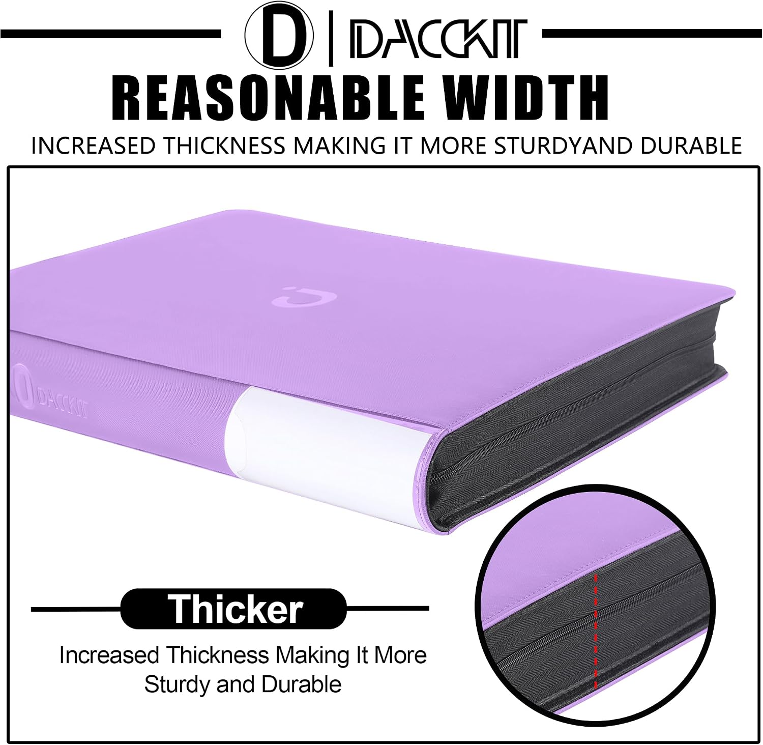 D DACCKIT Card Binder 16 Pocket - Fits 1024 Cards，4X4 Ringless Card Album with Sleeves for Trading Cards & Sports Cards（Model A，Light Purple）