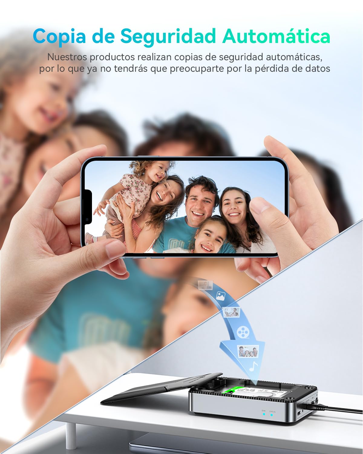Yottamaster Servidor NAS Enclosure para 2.5" HDD/SSD SATA, Conexión Almacenamiento red NAS a Través Aplicación, Copia Seguridad Automática, Cubierta Magnética, Instalación sin Herramientas (Sin Disco)