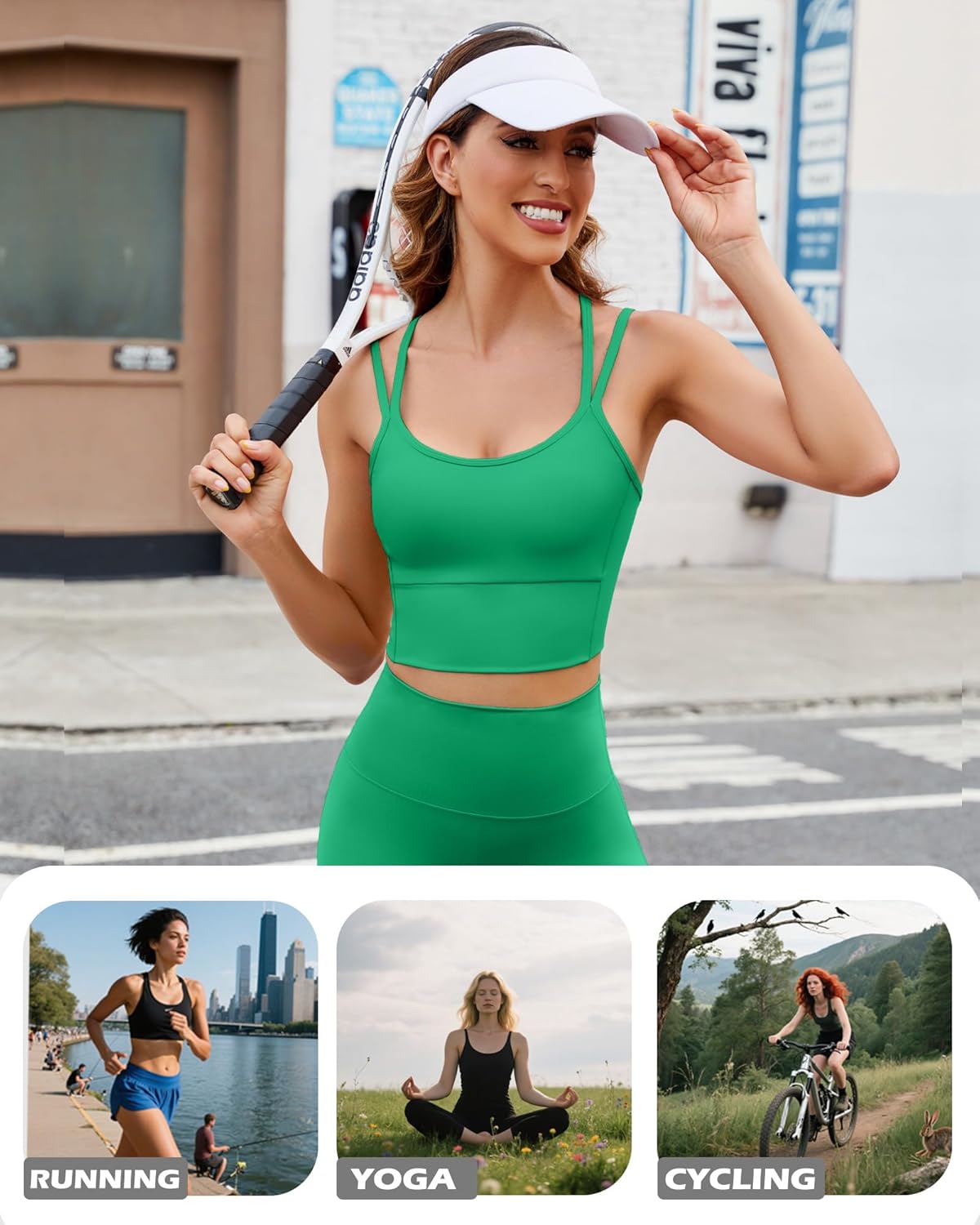 XUNYU Sports Bras for Women High Support Workout Tops Built in Bra Athletic Tank Top Padded Longline Yoga Bra High Impact - Image 7