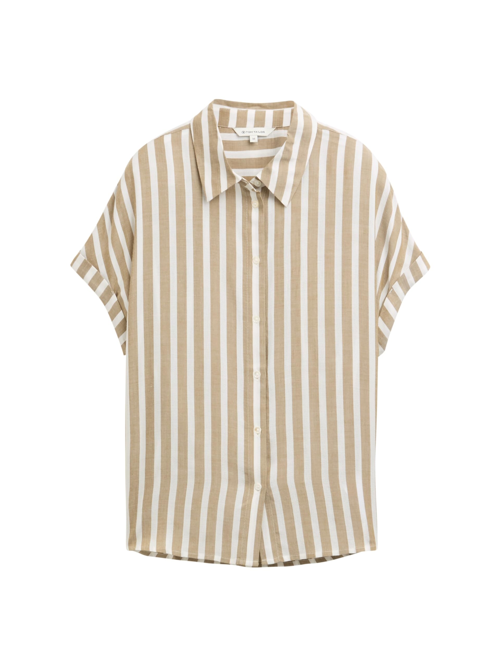 Tom Tailor Women's 38281 - Nutria Olive Off White Stripe Blouse, 14