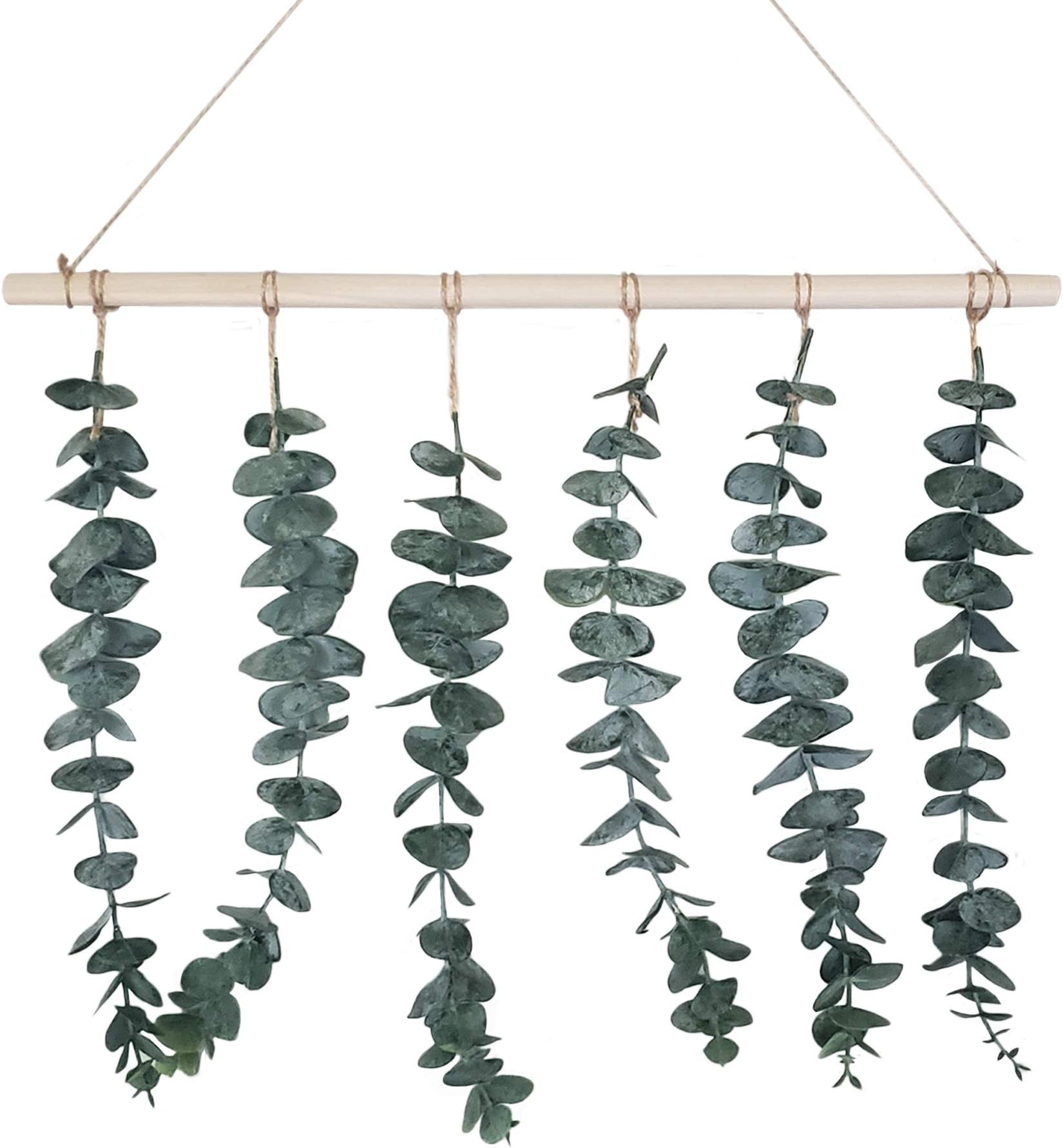 Eucalyptus Wall Hanging | Artificial Plant Decor | Fake Eucalyptus Vines and Greenery | Farmhouse and Boho Home Decorations | Faux Leaves | Plants for Bedroom, Nursery, and Bathroom