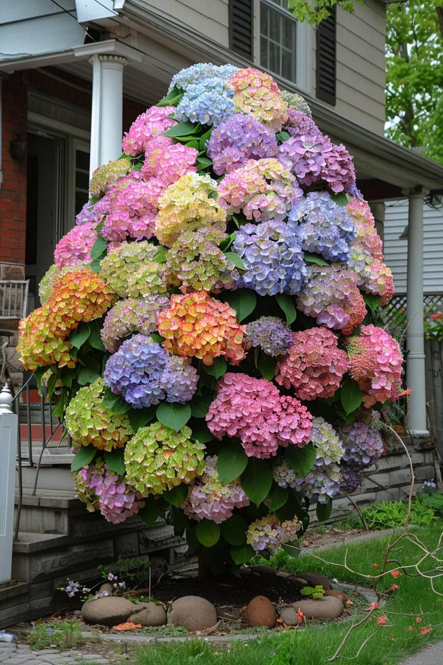 Super Bushy Hydrangea macrophylla Multicolor Indoor/Outdoor for Home Garden 1 Live Healthy Plant on Poly Bag Small plant suitable for Pot gardening