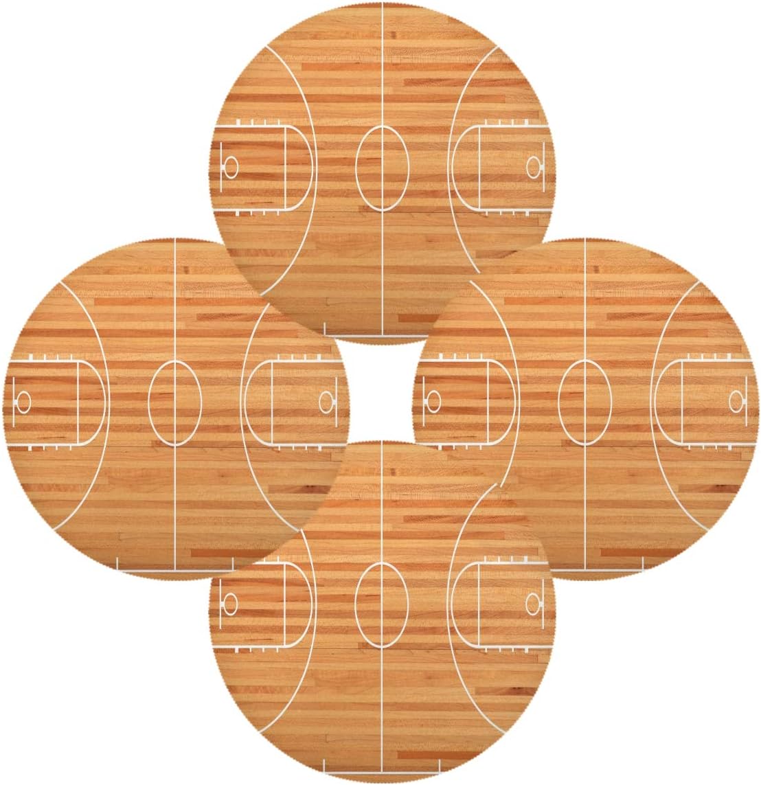 Blueangle Basketball Court Round Placemats Set of 6- Durable Place Mats for Kitchen Table- Easy to Care