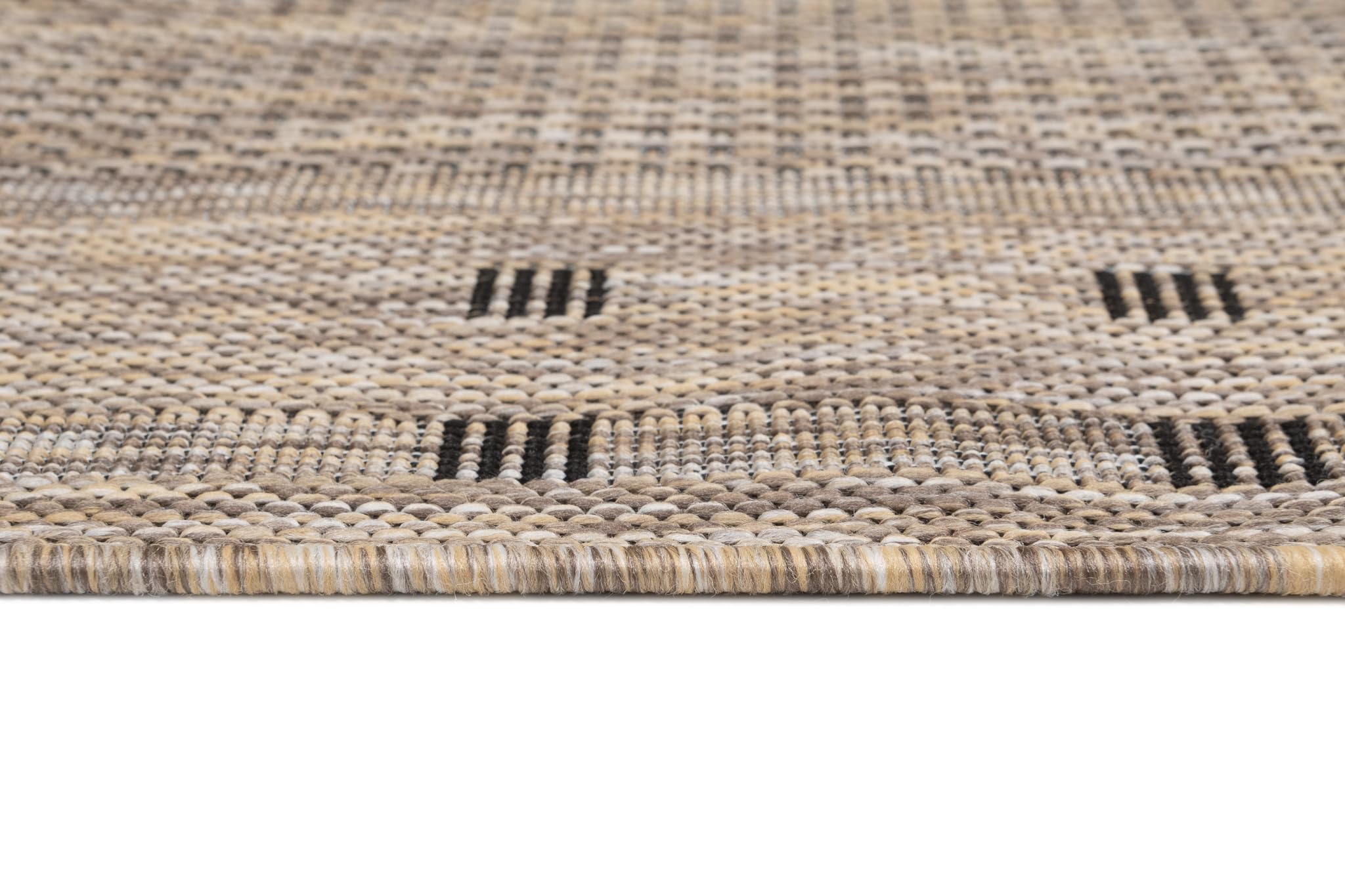 TAPISO Melissa Teppich Läufer Flur Outdoor Indoor Braun Schwarz Modern Design Wetterfest UV-beständig Wohnzimmer Balkon Terrasse ÖKO-TEX 100 x 400 cm
