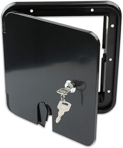 Puerta de acceso eléctrica para puerta de acceso eléctrico para caravana, remolque, autocaravana, autocaravana, color negro