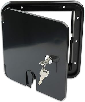 RV Camper Trailer Motorhome Power Cord Hatch Electrical Access Door Black-1803SB