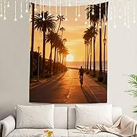 Vista 17 de Shrahala Palm Trees Los Angeles - Tapiz psicodélico grande para dormitorio y sala de estar (51.2 x 59.1 pulgadas, azul 1)