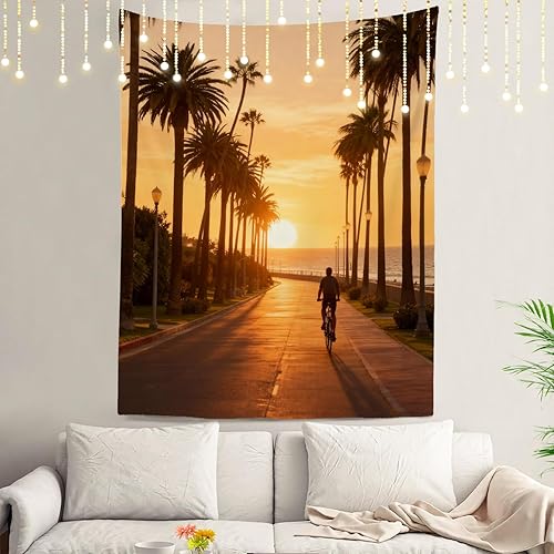 Miniatura 17 de Shrahala Palm Trees Los Angeles - Tapiz psicodélico grande para dormitorio y sala de estar (51.2 x 59.1 pulgadas, azul 1)