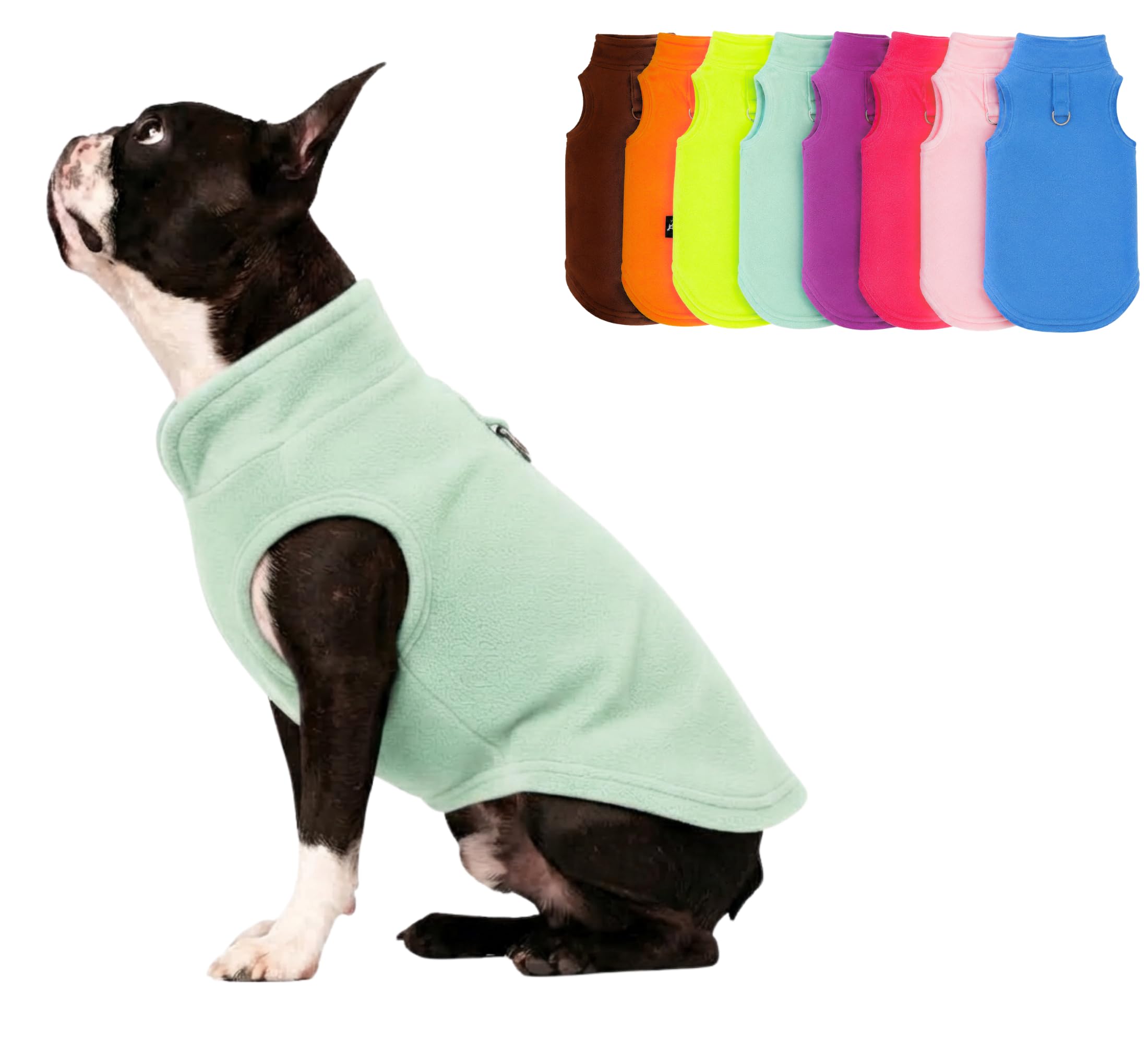 JACKO &amp; CO Dog Fleece Sweater with Leash Ring, Mint Green XXL (25-35lbs)