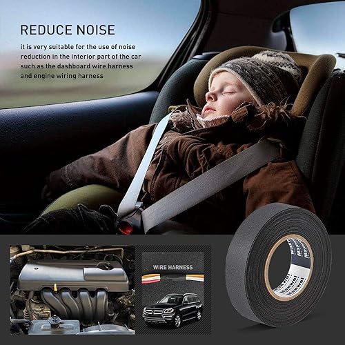 Miniatura 6 de Cinta de tela automotriz  2 rollos de fuerte flexibilidad, alta resistencia a la abrasión, fuerza adhesiva, cinta de arnés de cables resistente para