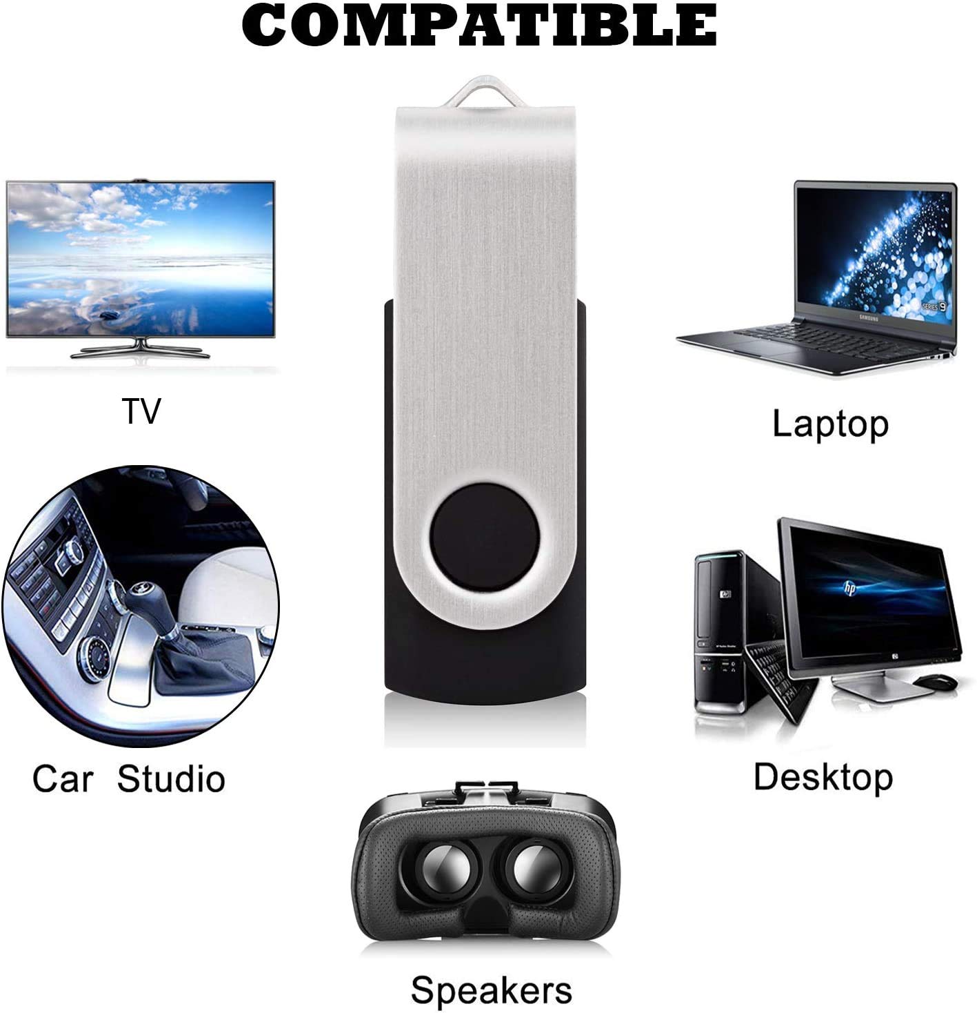 KOOTION Pendrive 2GB 2.0 USB Chiavette Chiavi USB 2 Giga Penne USB 2.0 Pennetta USB 2GB 20 Pezzi Flash Drive Memoria USB Pack 20 Unità, Nero