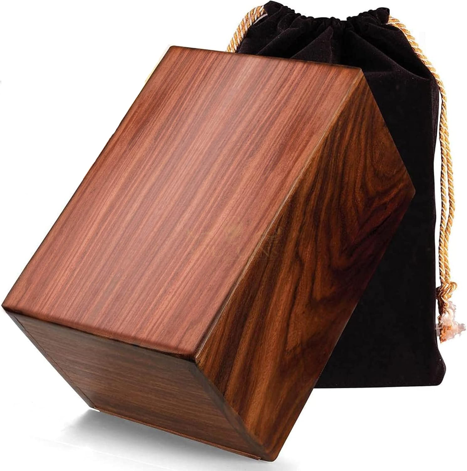 Rosewood Cremation Urn for Human Ashes Adult Male Female - Decorative Urns for Men Women - Burial Urn for Adults (Bevel Edges, Large | 200 lbs)