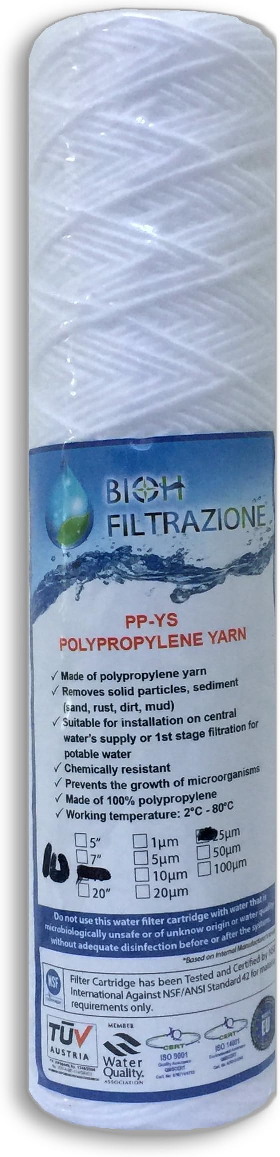 Cartridge Filter to Wire Wrapped in PP 10 "25µm