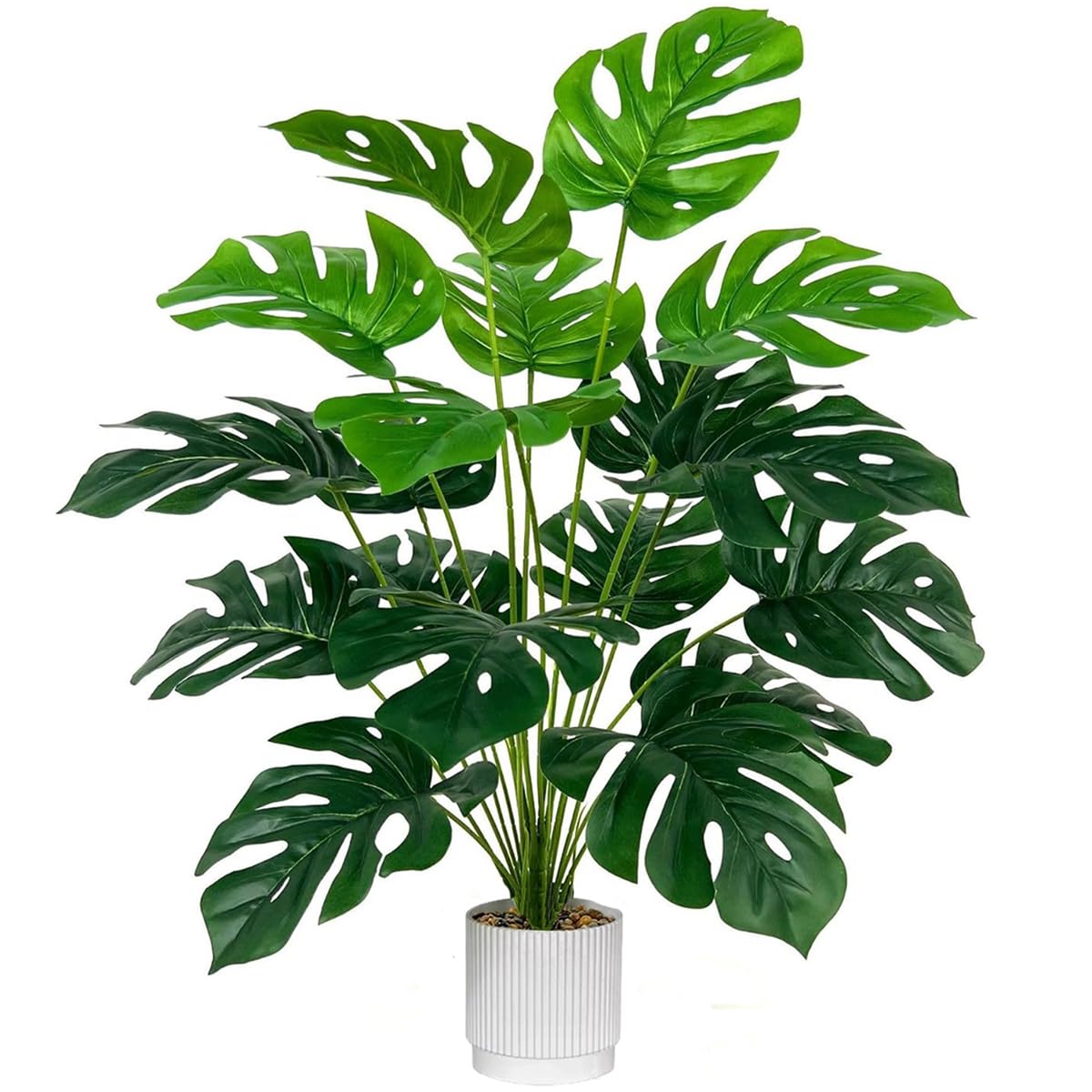 Laelfe 81cm Large Artificial Monstera Plant in Pot, 24 Leaves
