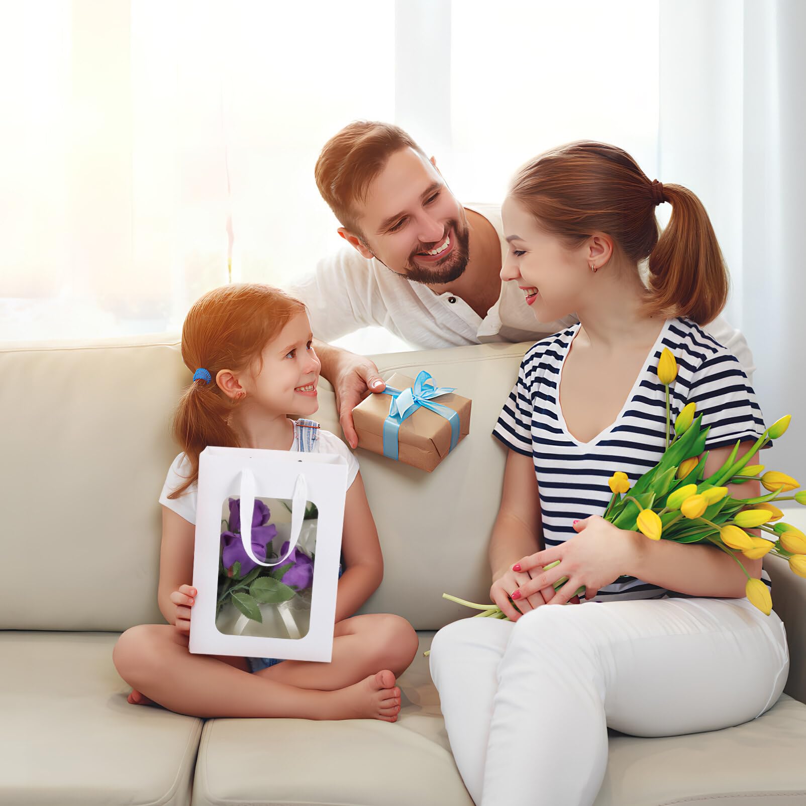 SOLUSTRE 20kawałki Przezroczystych Torebek Prezentowych z Rączkami Eleganckie Torebki Przyjęcia Wesela i Inne Okazje Duża Pojemność Wymiary