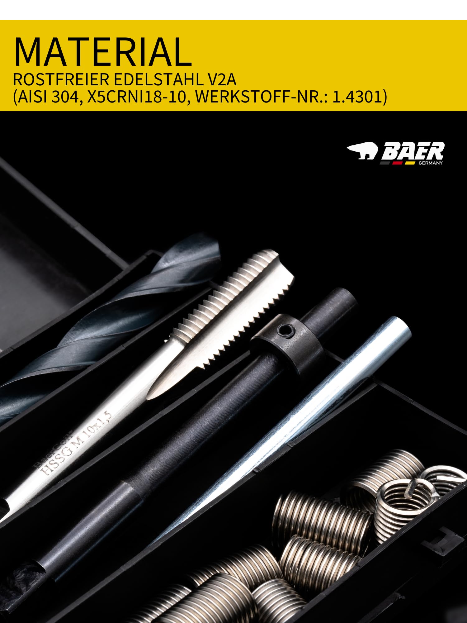 BaerCoil Gewindereparatur-Satz M 8 x 1,25 - Gewindereparatur M 8 - Gewindeverstärkung - Gewindereparaturset - Gewindepanzerung