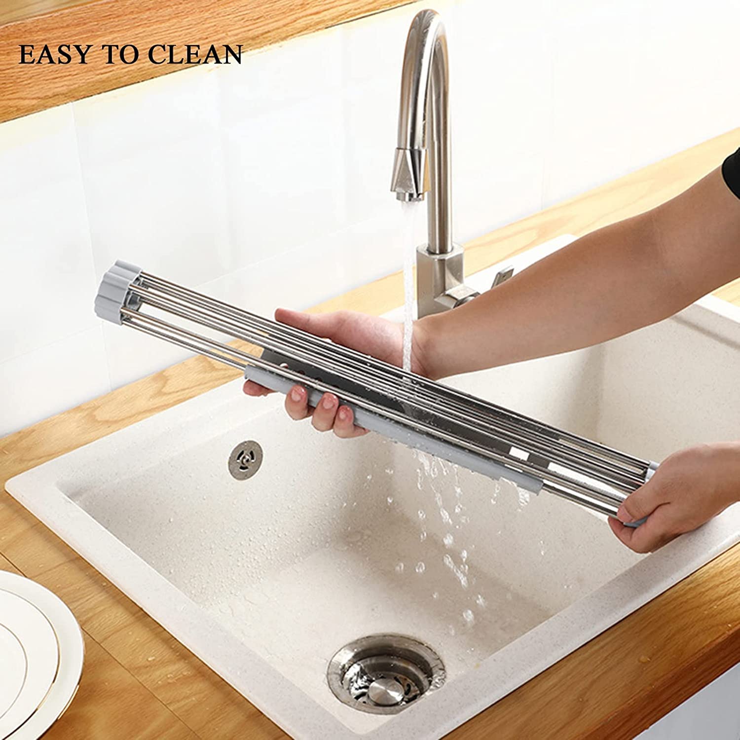 Escurridor De Platos De Acero Inoxidable De Silicona, Rejilla De Secado De Platos sobre El Fregadero, Antideslizante, para Vajilla De Cocina Filtrado De Agua (Size : 45 * 31.5cm) (52 * 32cm)