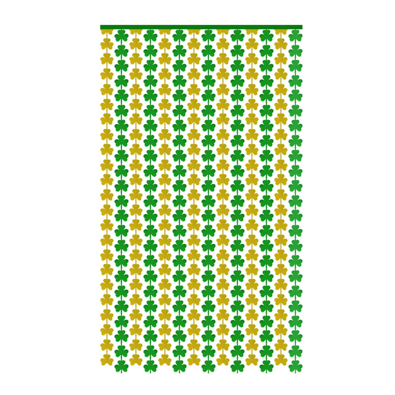 Irish Festival Themed Clovers Tinsel Curtain Holiday Window Display Accessories Easy Install Party Background Decoration
