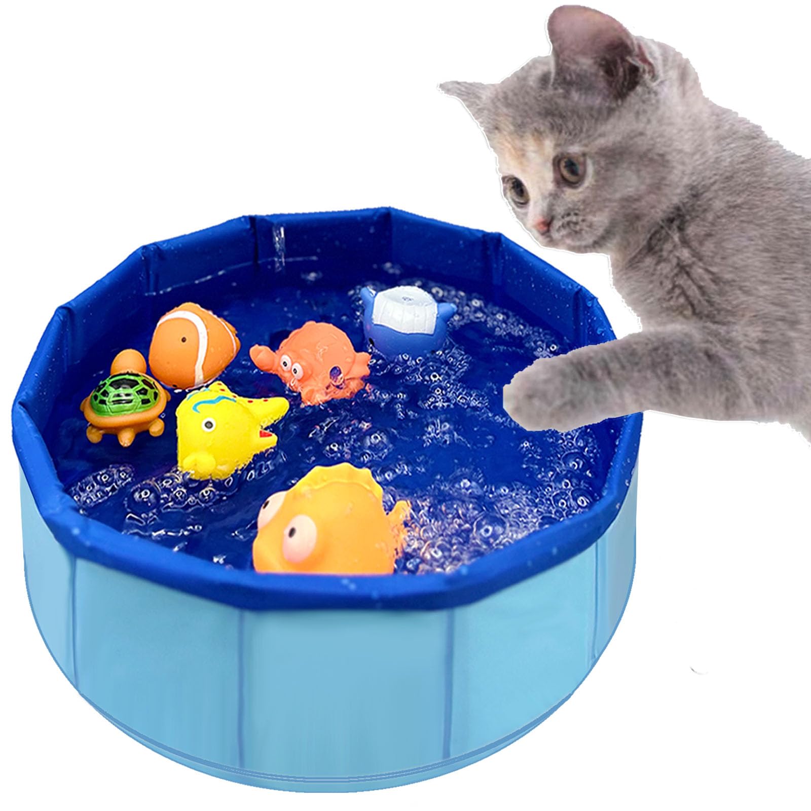 Cat Water Toy Cat Water Play Pool With 6 Toys - Indoor/Outdoor Swimming ...