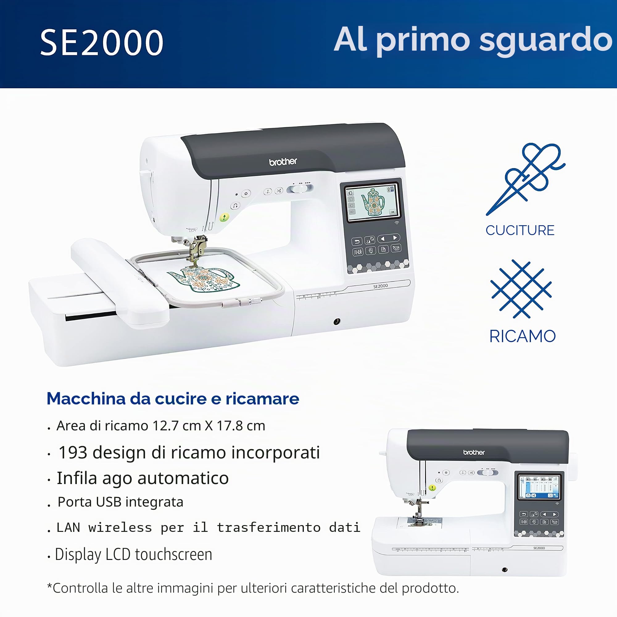 Brother SE2000 Macchina da cucire e ricamo computerizzata