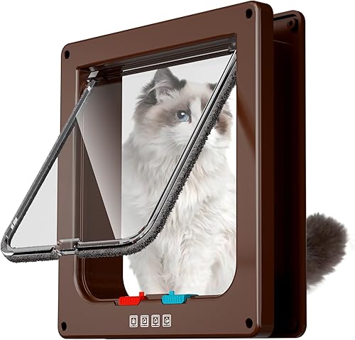 Miniatura 8 de Puerta interior mediana para gatos, puerta interior para gatos, puerta exterior de gato, 4 modos de bloqueo, adecuada para ventana y pared (negro)