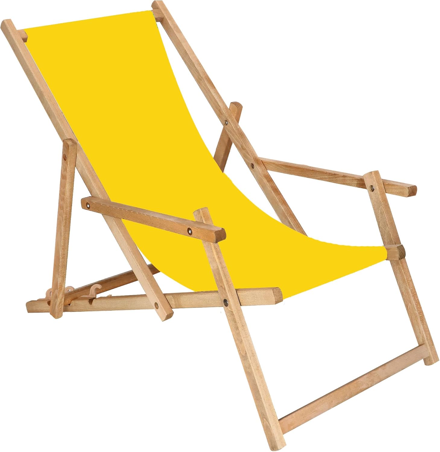 SPRINGOS Chaise Longue en Bois avec. Accoudoirs Chaise Longue de Jardin