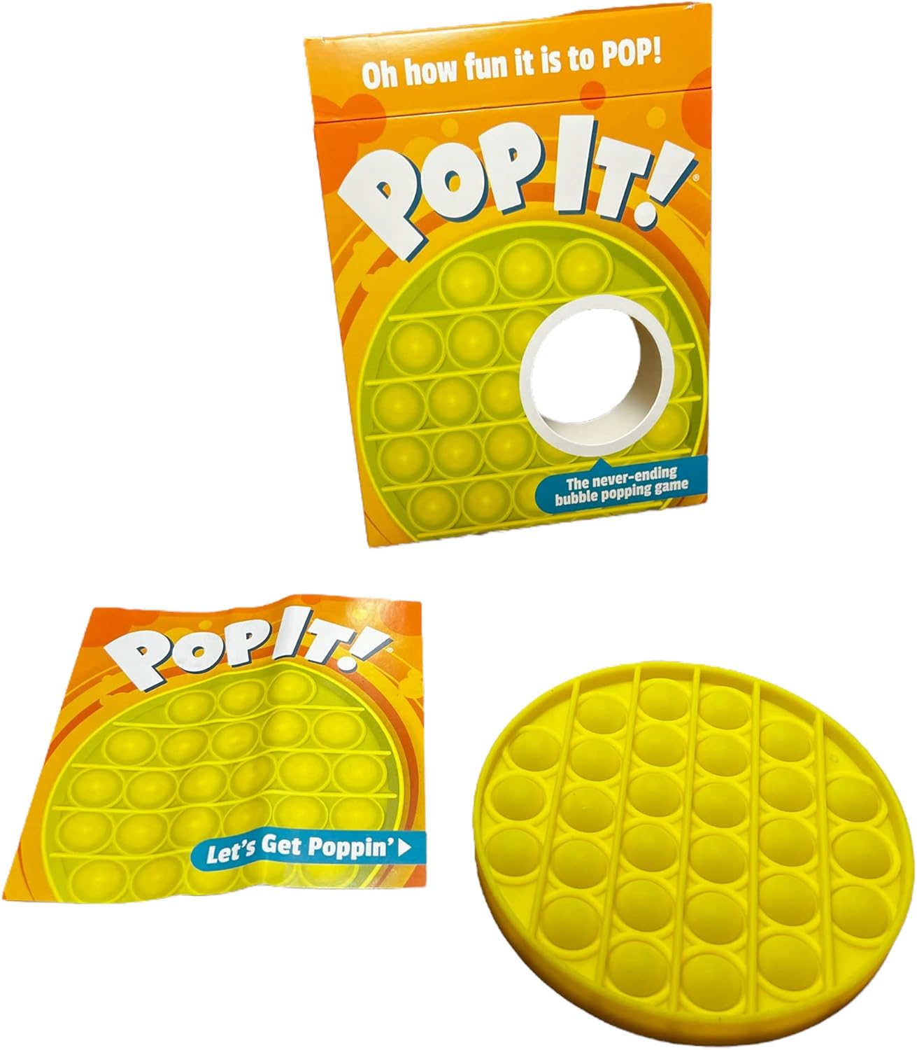Chuckle & Roar Pop It! The Original Take Anywhere Bubble Popping Fidget and Sensory Game, Yellow, 1 - 120