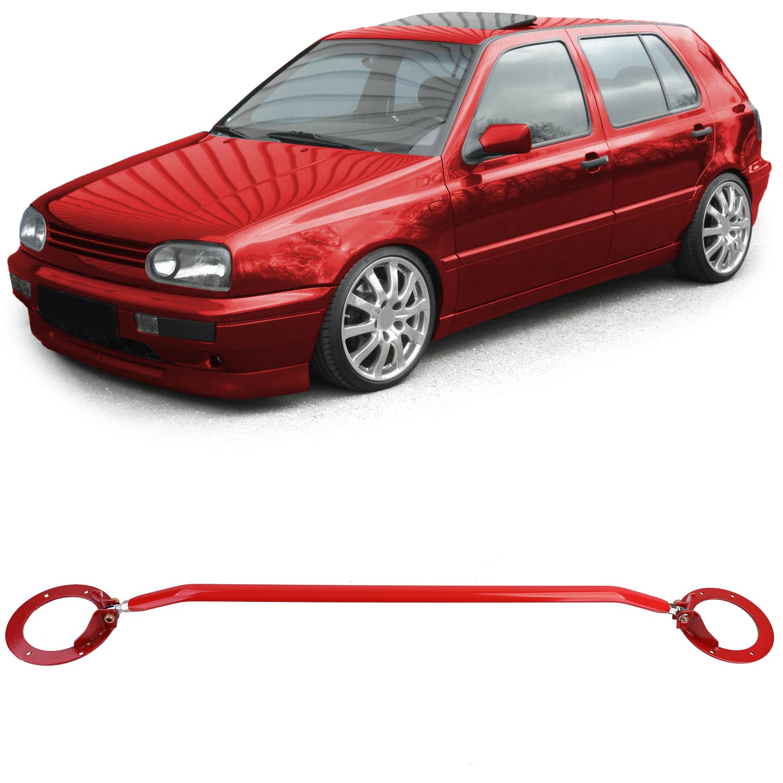Aluminium Domstrebe verstellbar Rot für Vorne für VW Golf 3 Vento Passat 35i