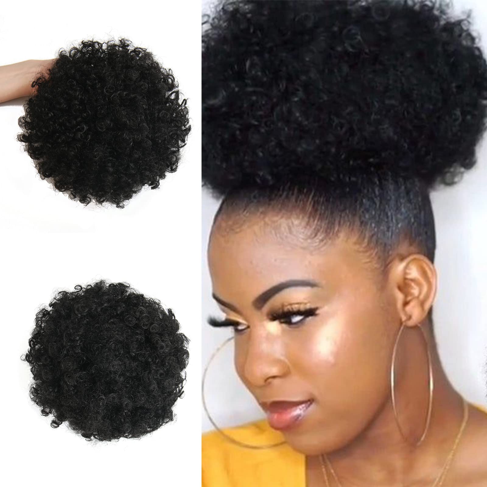 Afro Puff kinky curly Drawstring Ponytail Extension for Women Afro Drawstring Ponytail Kinky Curly Puffs Synthetic Curly Ponytail Hairpieces Updo Hair