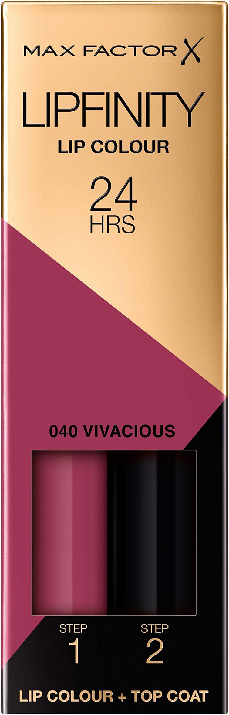 Lipfinity Lip Colour Vivacious 40 - Kiss-proof Lipstick with 24 Hours Hold without Drying Out, with Intense Colour Release, Precise Applicator & Intensely Nourishing Gloss Top Coat