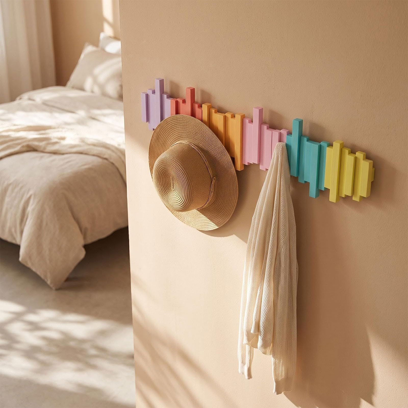 Perchero De Pared Colorido, Perchero Plegable De Pared ArcoíRis