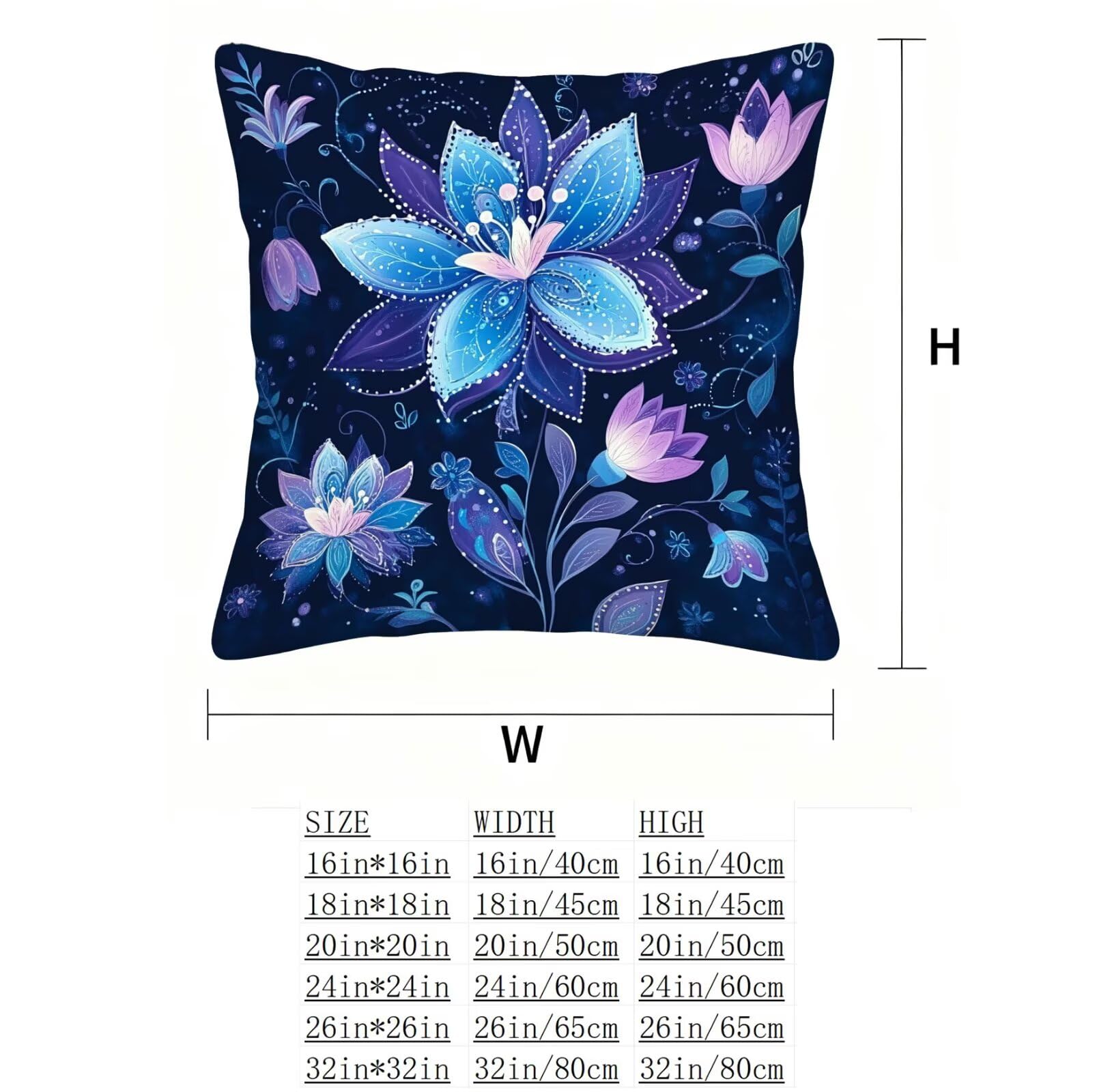 Violet Housse Coussin 60x60 Fleur Taie Oreiller 60x60 Lot de 4 Super Doux Protege Oreiller 60 x 60 Decoration Automne Taie D'oreiller Carrées Coussin Canape, pour Maison Chambre Canapé Chaise E - 320