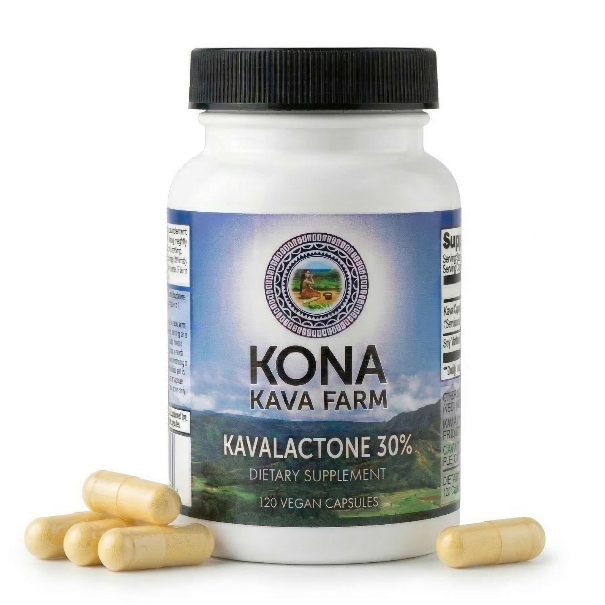 Kona Kava Farm 30% Kavalactone Kava Extract Capsules (120 Count) - Standard Concentrated Noble Kava - No-Prep, Mess-Free Formula