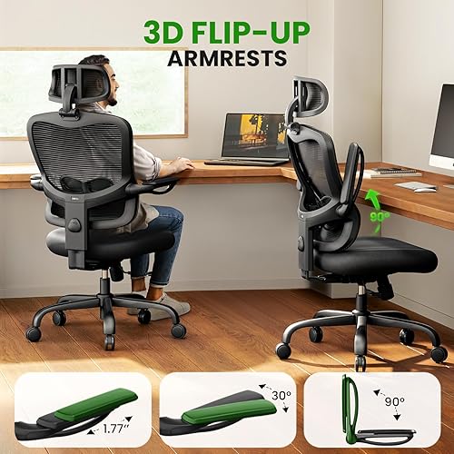 Miniatura 6 de Silla de oficina ergonómica grande y alta, capacidad de 350 libras, 6 pies 5 pulgadas de alto, sillas de escritorio para computadora de más de 10