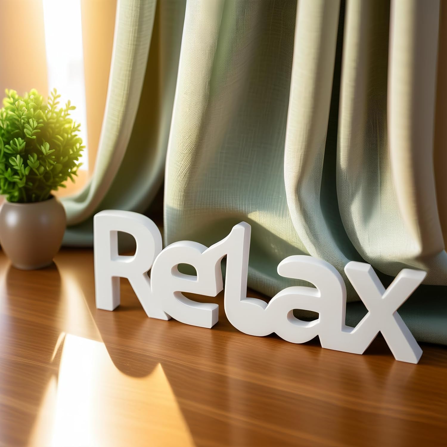 Wooden Blocks Relax Sign Wall and Table Top Decor Wood Relax Sign Wooden Blocks Home Wall Decor for Living Room,Freestanding Wood Letters,Table Top,Bathroom,Entryway Home Party Decoration(White) - Image 4