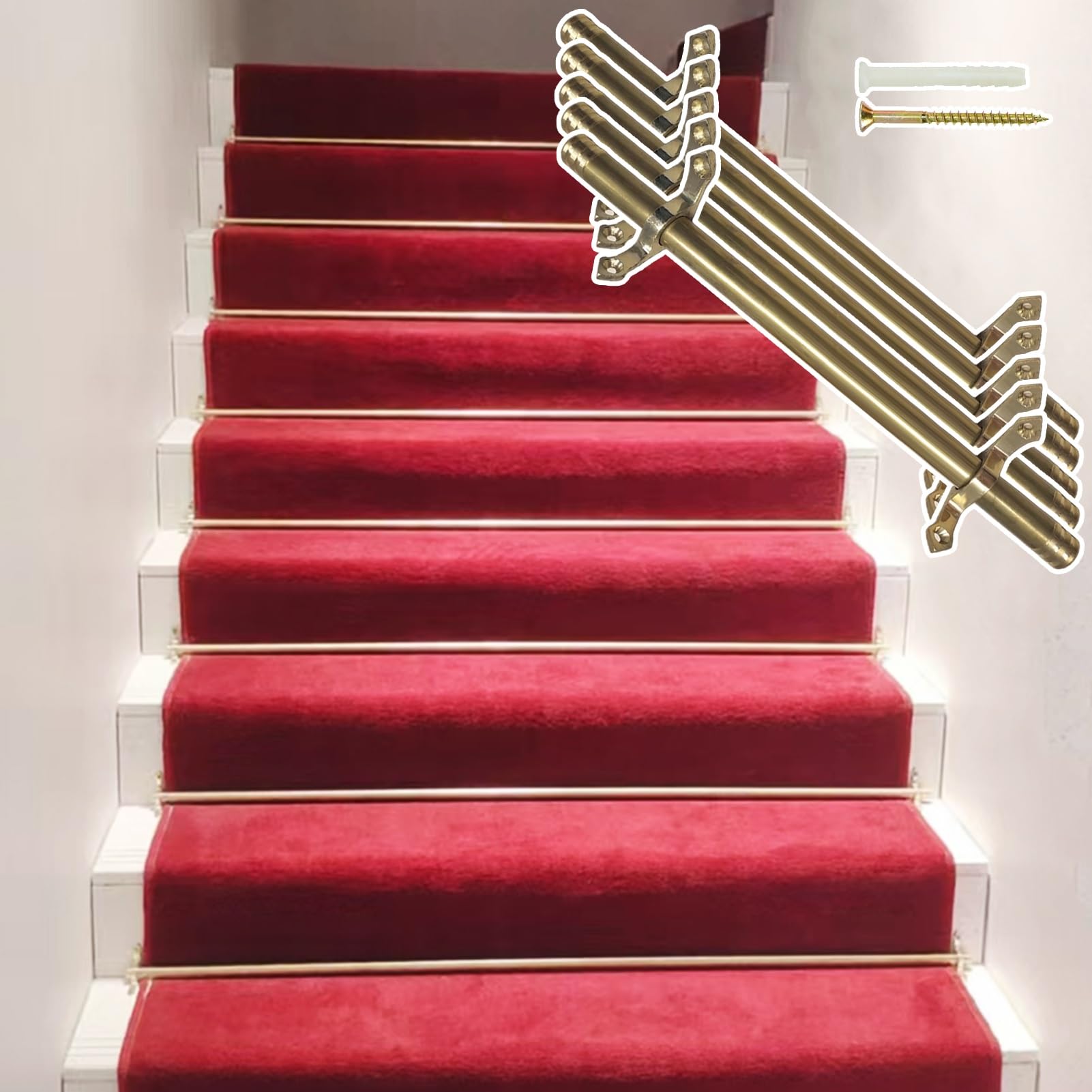 Tringles d'escalier en laiton barres de tapis dorées 61 cm