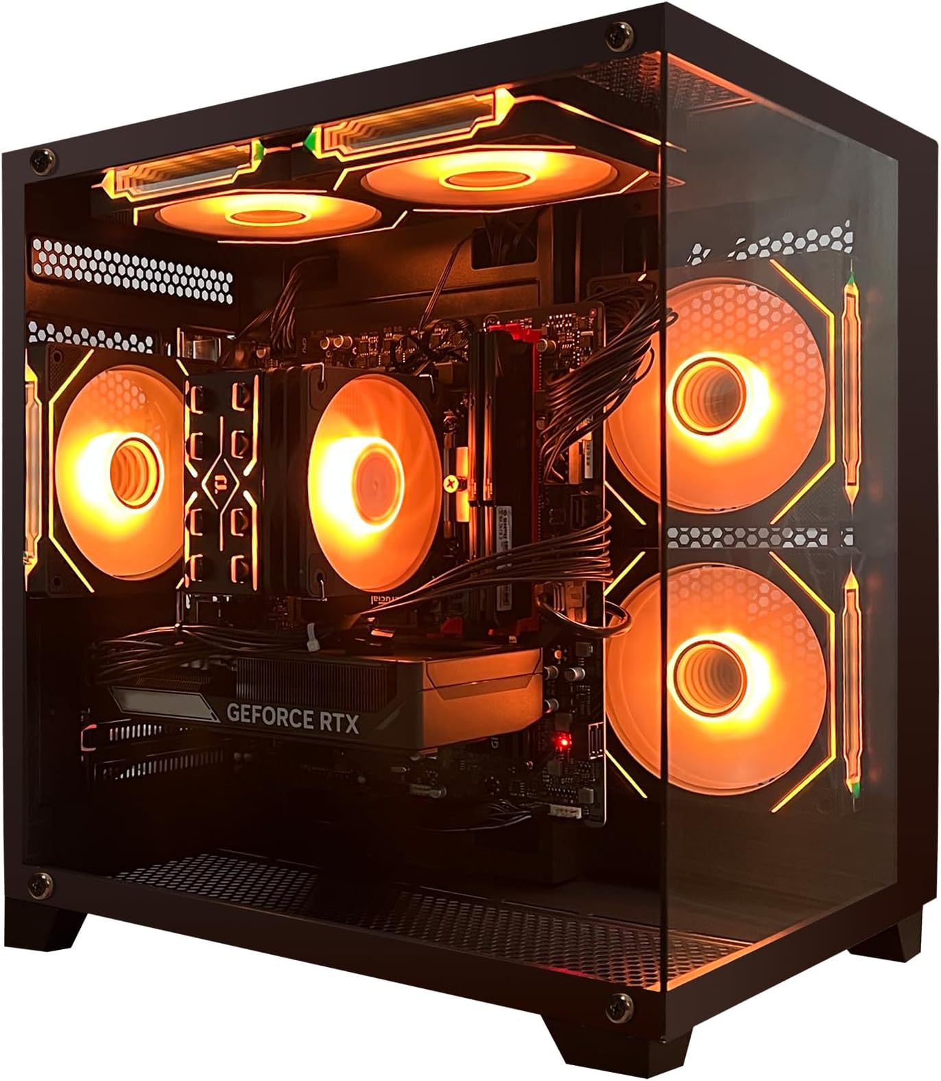 ALCPOK Gaming PC Desktop Computer,Core i5 14400F Gaming Computer RTX 5060 GDDR7,32GB RAM 1TB SSD,ARGB Fan,Prebuilt Gaming PC Tower for Office