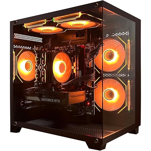 Gaming PC Desktop Computer,Core i5 14400F Gaming Computer RTX 5060 GDDR7,32GB RAM 1TB SSD,ARGB Fan,Prebuilt Gaming PC Tower for Office